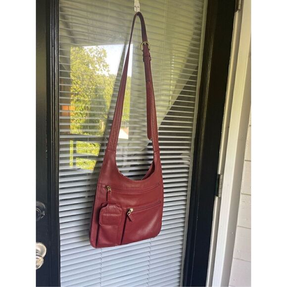 Jp Ourse Traveler Leather Crossbody Bag Organizer Shoulder Bag Red Everyday - Picture 7 of 14